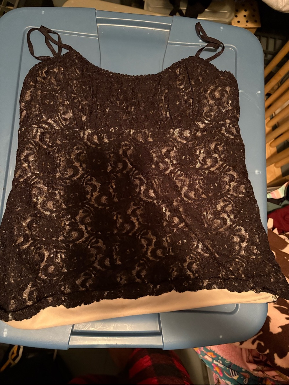 Dots Black Lace Camisole with Spaghetti Straps